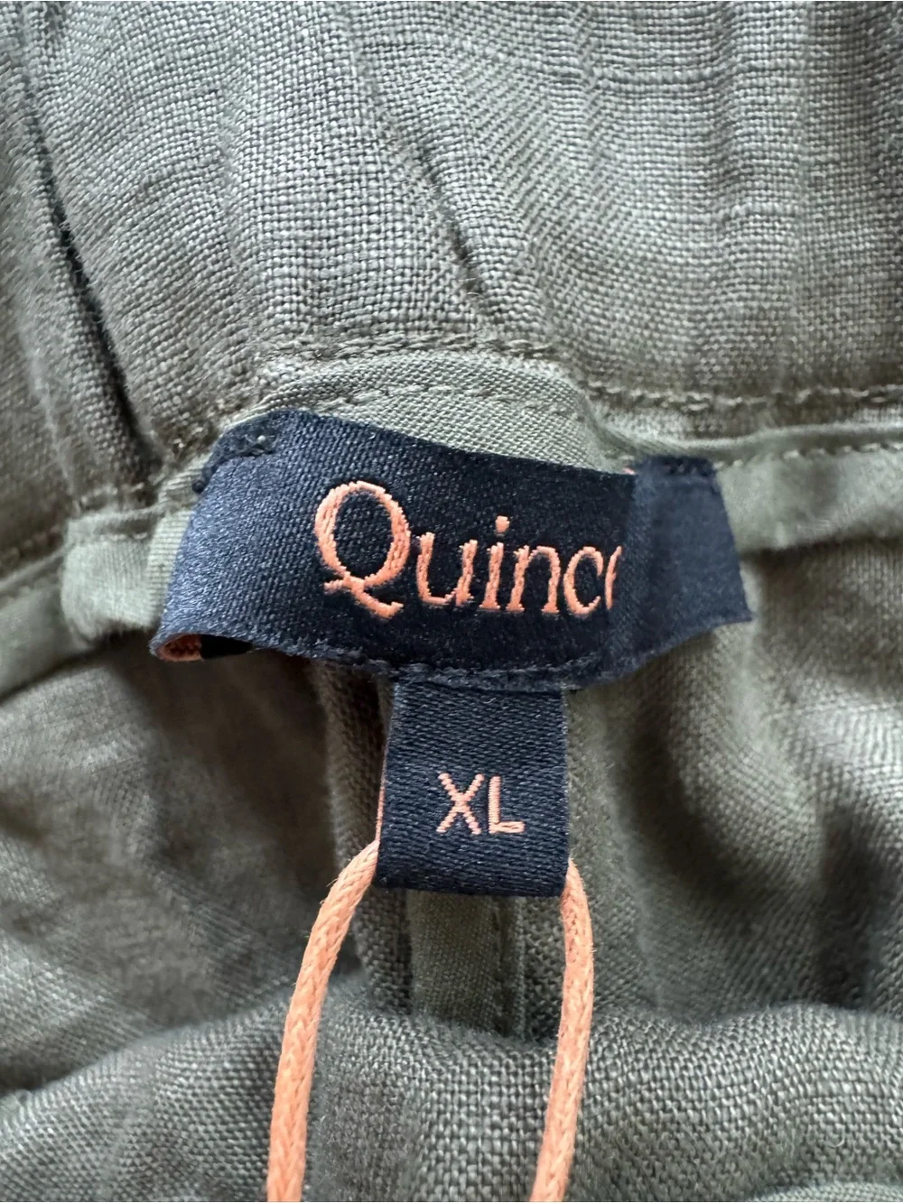 NWT QUINCE 100% European Linen pants Bayberry Olive XL limited edition